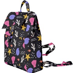 Sea Shells Pattern Wallpaper Fish Buckle Everyday Backpack by Maspions