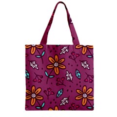 Flowers Petals Leaves Foliage Zipper Grocery Tote Bag