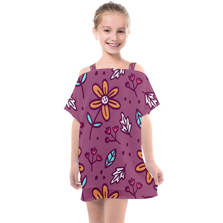 Flowers Petals Leaves Foliage Kids  One Piece Chiffon Dress