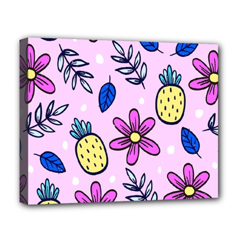 Flowers Petals Pineapples Fruit Deluxe Canvas 20  X 16  (stretched)