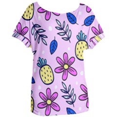 Flowers Petals Pineapples Fruit Women s Oversized T-shirt by Maspions