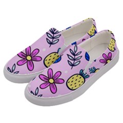 Flowers Petals Pineapples Fruit Men s Canvas Slip Ons