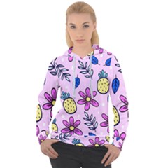 Flowers Petals Pineapples Fruit Women s Overhead Hoodie by Maspions