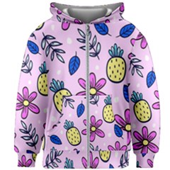 Flowers Petals Pineapples Fruit Kids  Zipper Hoodie Without Drawstring