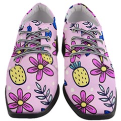 Flowers Petals Pineapples Fruit Women Heeled Oxford Shoes by Maspions