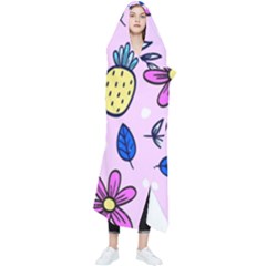 Flowers Petals Pineapples Fruit Wearable Blanket