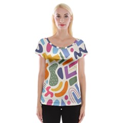 Abstract Pattern Background Cap Sleeve Top
