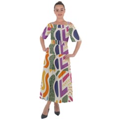 Abstract Pattern Background Shoulder Straps Boho Maxi Dress 