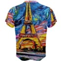 Eiffel Tower Starry Night Print Van Gogh Men s Cotton T-Shirt View2