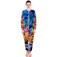 Eiffel Tower Starry Night Print Van Gogh Onepiece Jumpsuit (ladies) by Maspions