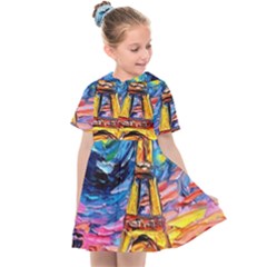 Eiffel Tower Starry Night Print Van Gogh Kids  Sailor Dress by Maspions