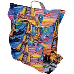 Eiffel Tower Starry Night Print Van Gogh Buckle Up Backpack