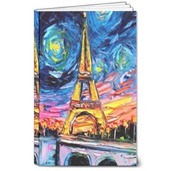 Eiffel Tower Starry Night Print Van Gogh 8  X 10  Softcover Notebook by Maspions