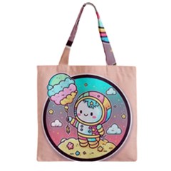 Boy Astronaut Cotton Candy Childhood Fantasy Tale Literature Planet Universe Kawaii Nature Cute Clou Zipper Grocery Tote Bag