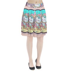 Boy Astronaut Cotton Candy Childhood Fantasy Tale Literature Planet Universe Kawaii Nature Cute Clou Pleated Skirt