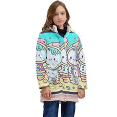 Boy Astronaut Cotton Candy Childhood Fantasy Tale Literature Planet Universe Kawaii Nature Cute Clou Kids  Hooded Longline Puffer Jacket by Maspions