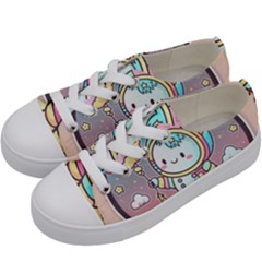 Boy Astronaut Cotton Candy Childhood Fantasy Tale Literature Planet Universe Kawaii Nature Cute Clou Kids  Low Top Canvas Sneakers