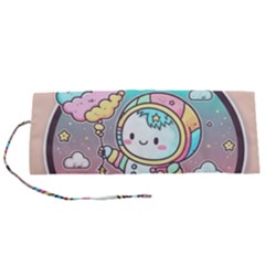 Boy Astronaut Cotton Candy Childhood Fantasy Tale Literature Planet Universe Kawaii Nature Cute Clou Roll Up Canvas Pencil Holder (s)