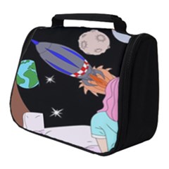 Girl Bed Space Planets Spaceship Rocket Astronaut Galaxy Universe Cosmos Woman Dream Imagination Bed Full Print Travel Pouch (small)