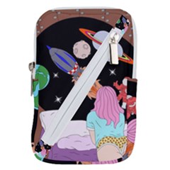 Girl Bed Space Planets Spaceship Rocket Astronaut Galaxy Universe Cosmos Woman Dream Imagination Bed Belt Pouch Bag (small)