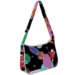 Girl Bed Space Planets Spaceship Rocket Astronaut Galaxy Universe Cosmos Woman Dream Imagination Bed Zip Up Shoulder Bag