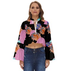 Girl Bed Space Planets Spaceship Rocket Astronaut Galaxy Universe Cosmos Woman Dream Imagination Bed Boho Long Bell Sleeve Top