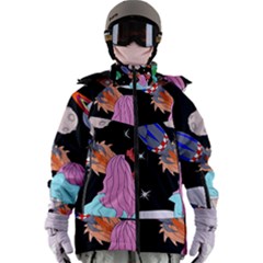 Girl Bed Space Planets Spaceship Rocket Astronaut Galaxy Universe Cosmos Woman Dream Imagination Bed Women s Zip Ski And Snowboard Waterproof Breathable Jacket by Maspions