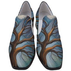 Tree Branches Mystical Moon Expressionist Oil Painting Acrylic Painting Abstract Nature Moonlight Ni Women Slip On Heel Loafers