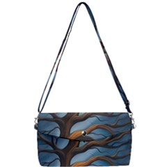 Tree Branches Mystical Moon Expressionist Oil Painting Acrylic Painting Abstract Nature Moonlight Ni Removable Strap Clutch Bag