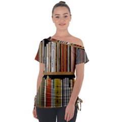 Book Nook Books Bookshelves Comfortable Cozy Literature Library Study Reading Reader Reading Nook Ro Off Shoulder Tie-up T-shirt