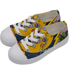Astronaut Moon Monsters Spaceship Universe Space Cosmos Kids  Low Top Canvas Sneakers by Maspions