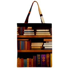 Book Nook Books Bookshelves Comfortable Cozy Literature Library Study Reading Room Fiction Entertain Zipper Classic Tote Bag by Maspions