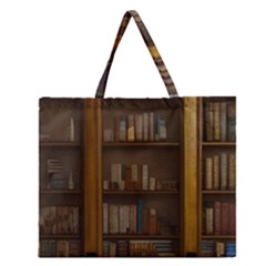 Books Book Shelf Shelves Knowledge Book Cover Gothic Old Ornate Library Zipper Large Tote Bag by Maspions