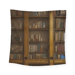 Books Book Shelf Shelves Knowledge Book Cover Gothic Old Ornate Library Square Tapestry (small) by Maspions