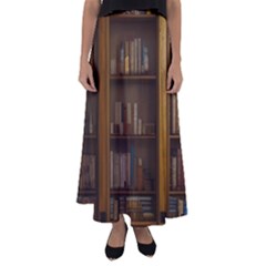 Books Book Shelf Shelves Knowledge Book Cover Gothic Old Ornate Library Flared Maxi Skirt
