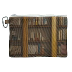 Books Book Shelf Shelves Knowledge Book Cover Gothic Old Ornate Library Canvas Cosmetic Bag (xl)