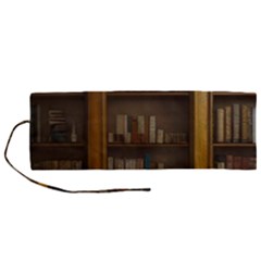 Books Book Shelf Shelves Knowledge Book Cover Gothic Old Ornate Library Roll Up Canvas Pencil Holder (m) by Maspions