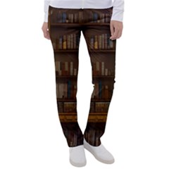 Books Book Shelf Shelves Knowledge Book Cover Gothic Old Ornate Library Women s Casual Pants by Maspions