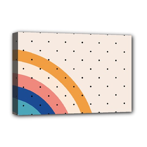 Abstract Geometric Bauhaus Polka Dots Retro Memphis Rainbow Deluxe Canvas 18  X 12  (stretched) by Maspions