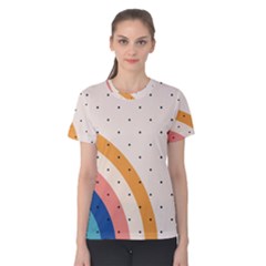 Abstract Geometric Bauhaus Polka Dots Retro Memphis Rainbow Women s Cotton T-shirt