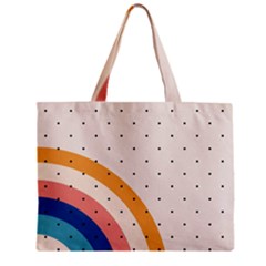 Abstract Geometric Bauhaus Polka Dots Retro Memphis Rainbow Zipper Mini Tote Bag by Maspions