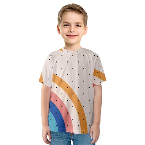 Abstract Geometric Bauhaus Polka Dots Retro Memphis Rainbow Kids  Sport Mesh T-shirt by Maspions