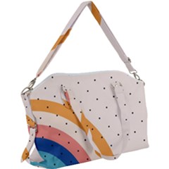 Abstract Geometric Bauhaus Polka Dots Retro Memphis Rainbow Canvas Crossbody Bag by Maspions