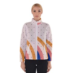 Abstract Geometric Bauhaus Polka Dots Retro Memphis Rainbow Women s Bomber Jacket