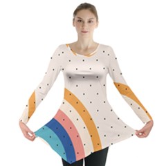 Abstract Geometric Bauhaus Polka Dots Retro Memphis Rainbow Long Sleeve Tunic  by Maspions