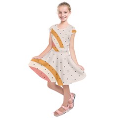 Abstract Geometric Bauhaus Polka Dots Retro Memphis Rainbow Kids  Short Sleeve Dress