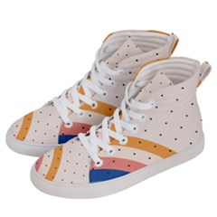 Abstract Geometric Bauhaus Polka Dots Retro Memphis Rainbow Women s Hi-top Skate Sneakers by Maspions