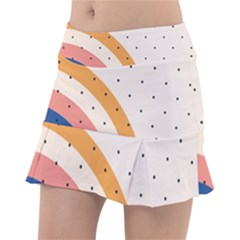 Abstract Geometric Bauhaus Polka Dots Retro Memphis Rainbow Classic Tennis Skirt