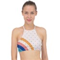 Abstract Geometric Bauhaus Polka Dots Retro Memphis Rainbow Halter Bikini Top View1