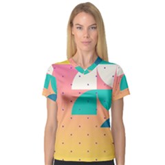Abstract Geometric Bauhaus Polka Dots Retro Memphis Art V-neck Sport Mesh T-shirt